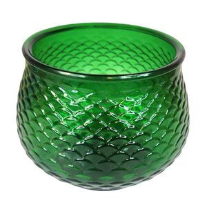 Vintage Green Glass Vase Fish Scale Pattern E.O. Brody Co. Cleveland Mid Century